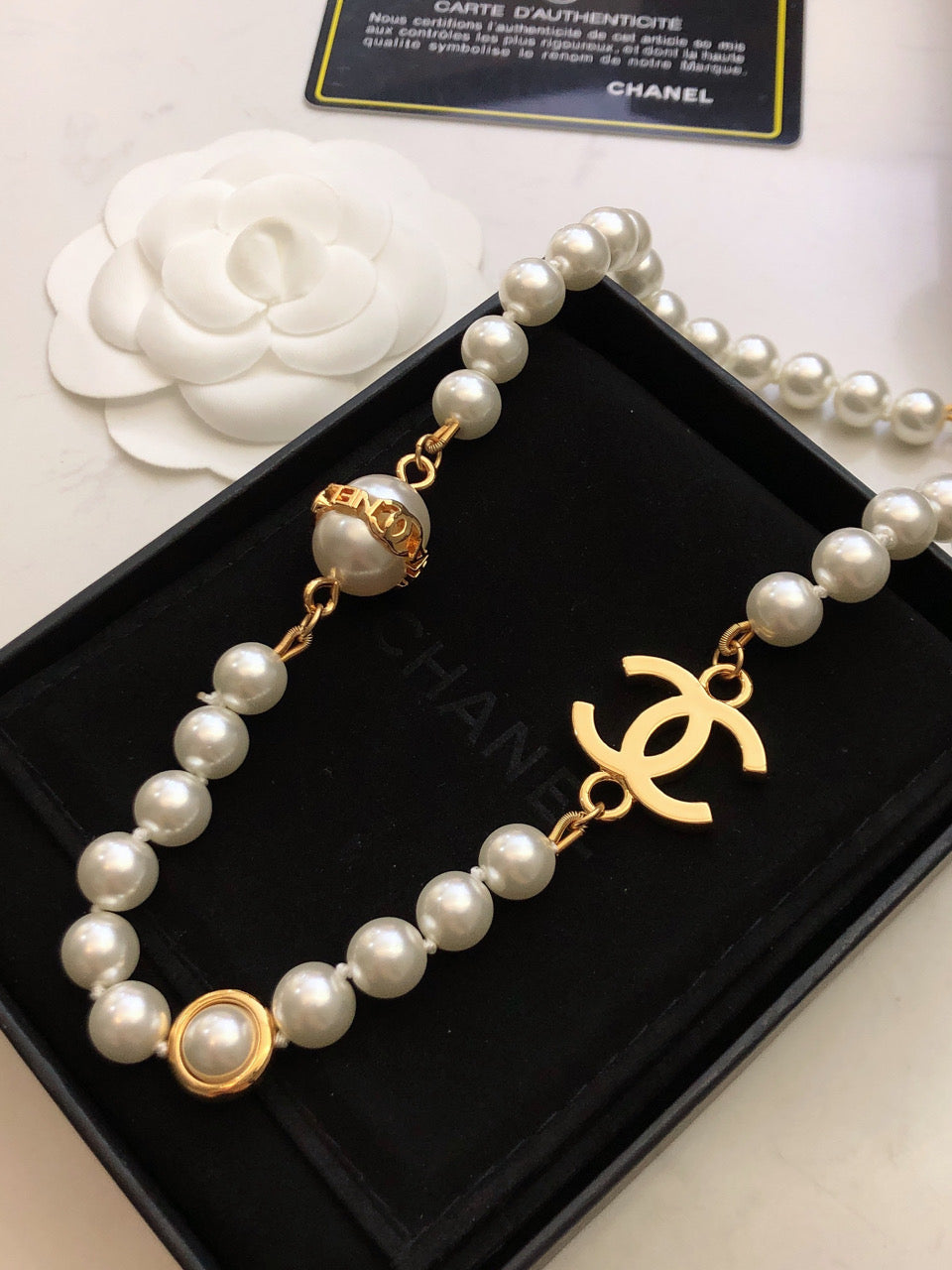 18K Chanel Pearl Chain Necklace