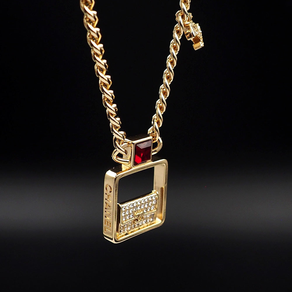 18K Chanel Red Bag Pendant Necklace