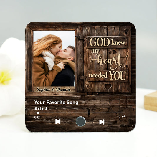 God Knew My Heart Needed You Couple Upload Photo Personalized Music Fridge Magnet, Heartfelt Gift For Couple, For Him, For Her, Boyfriend, Girlfriend, Husband, Wife