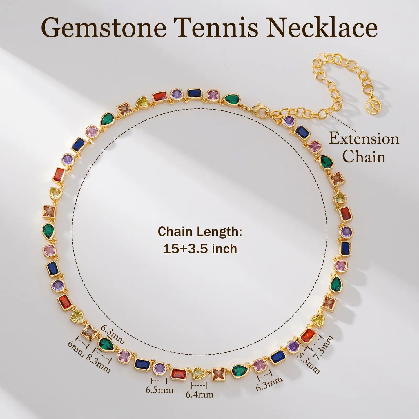 Colorful Geometric Crystal Zirconia Necklace
