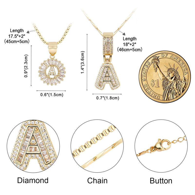 2-Pack Cubic Zirconia Initial Necklaces