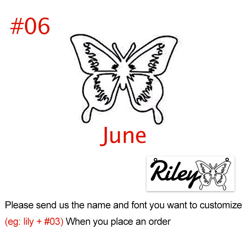 Personalized Name 12-Month Butterfly Necklace