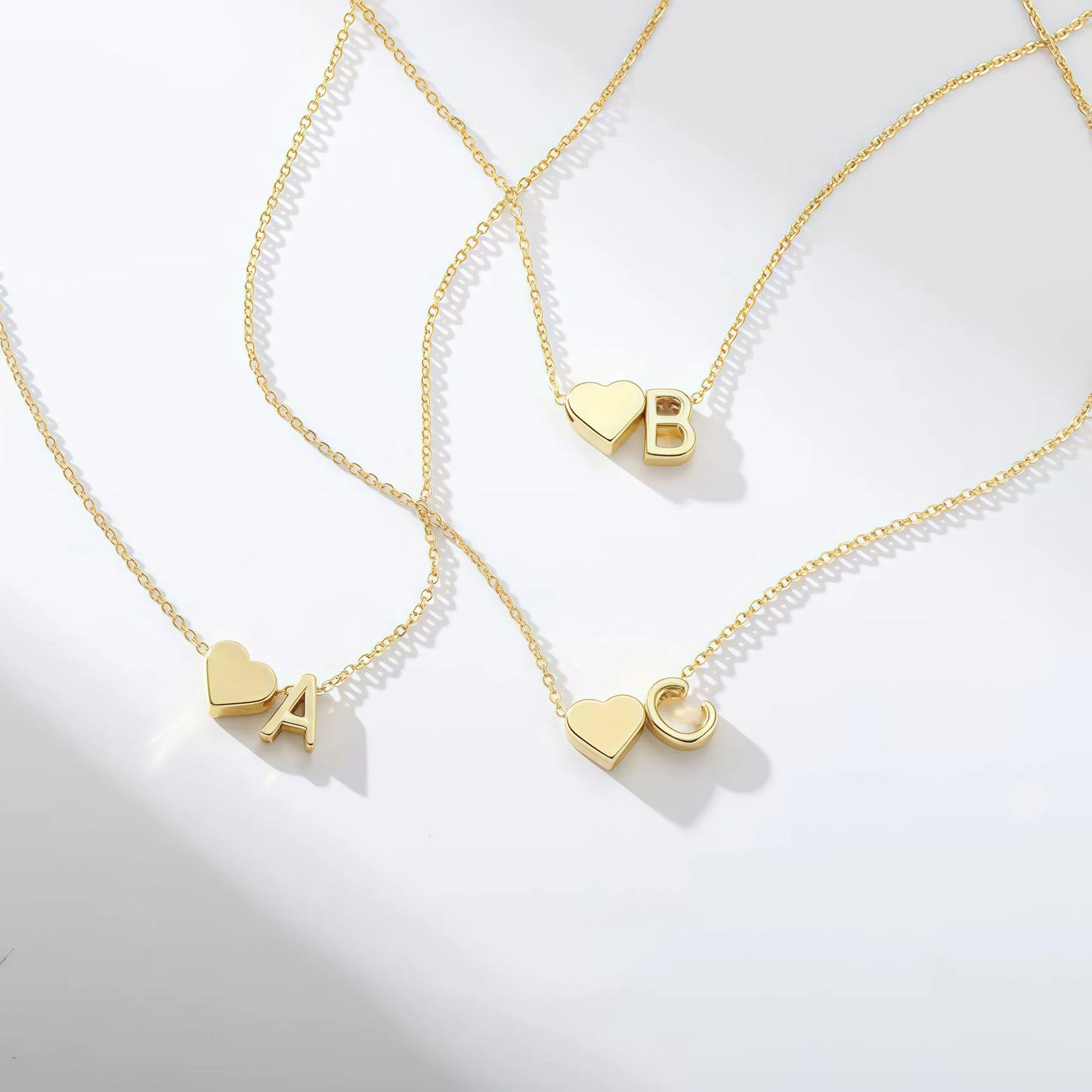 Tiny Heart Initial Necklace ¨C A¨CZ Letters