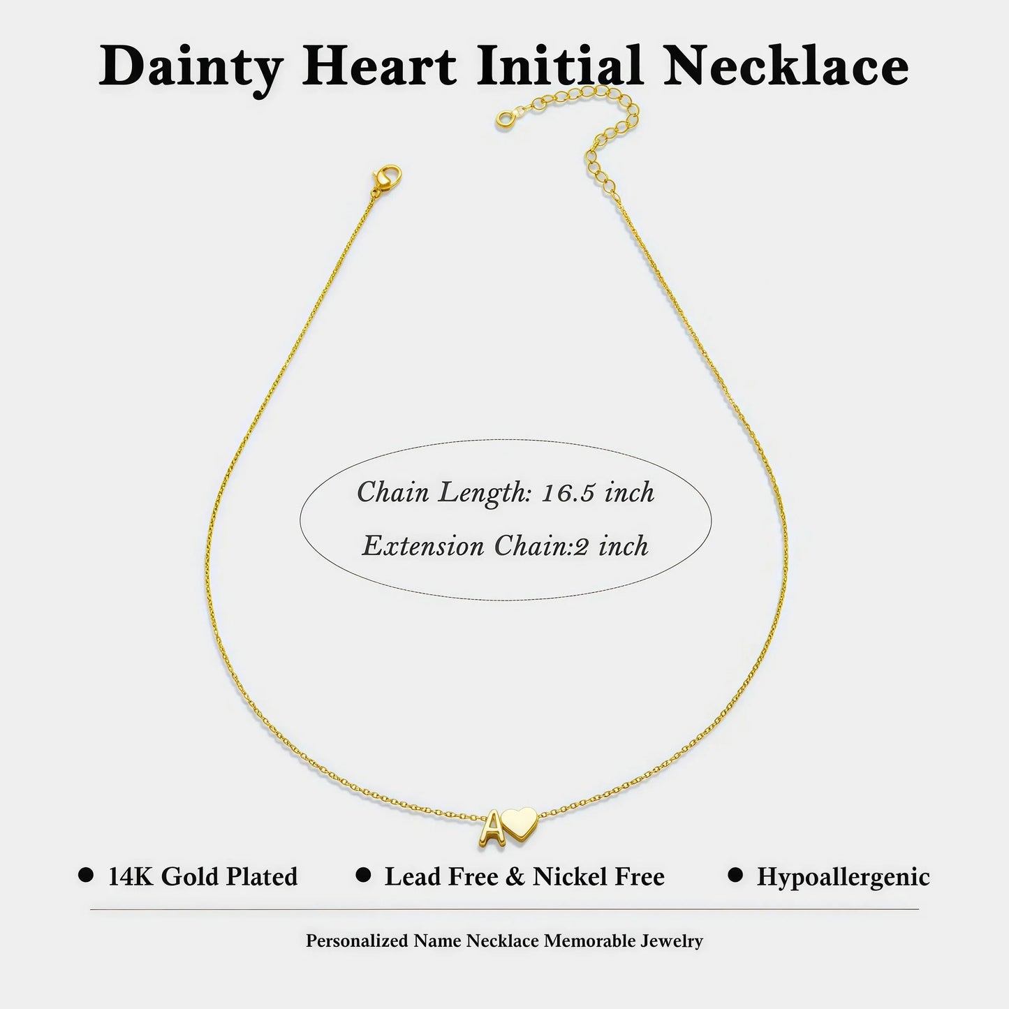 Tiny Heart Initial Necklace ¨C A¨CZ Letters