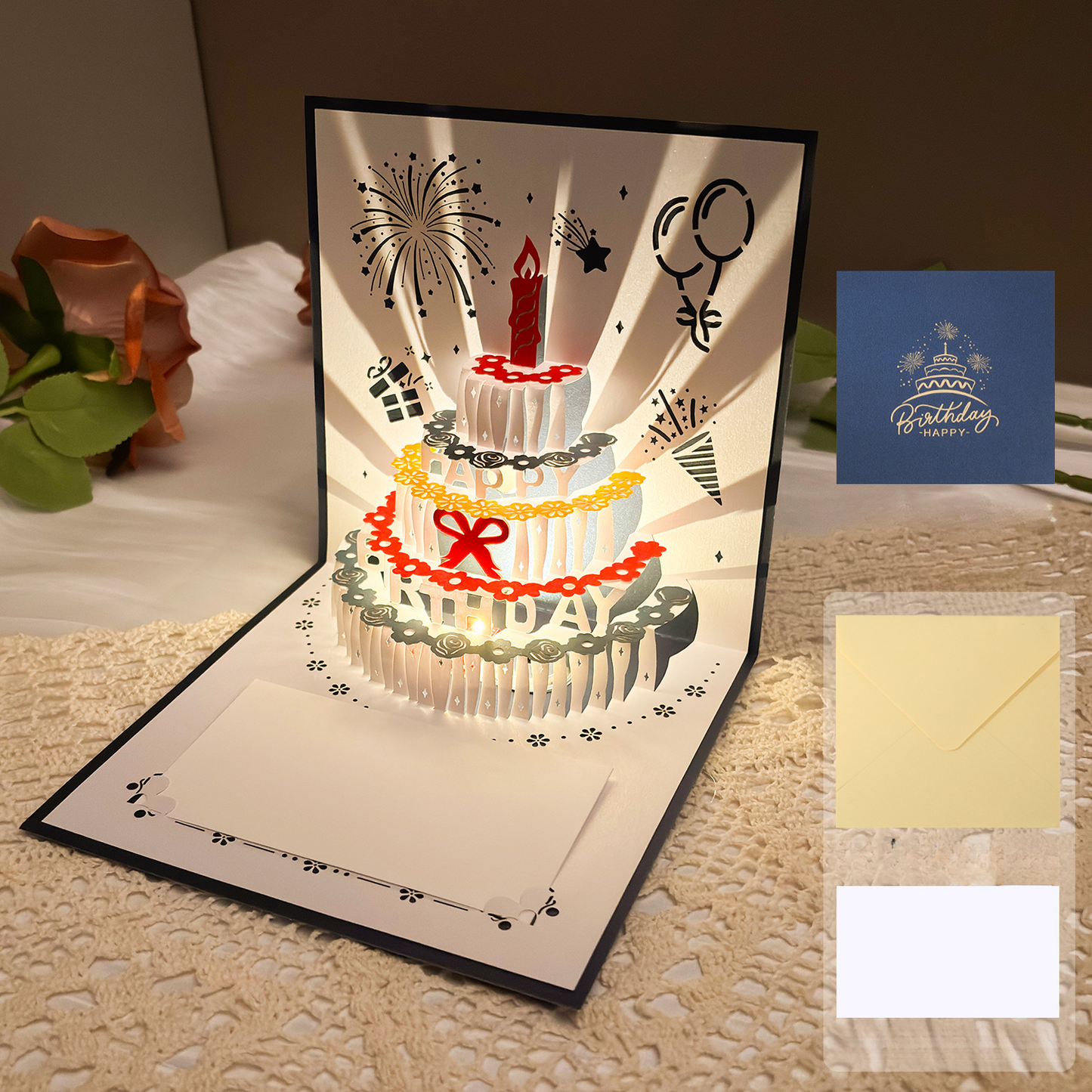 3D Pop-Up Birthday Card with Music & Lights
