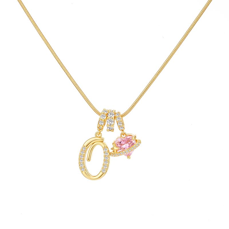 Initial & Heart Zircon Necklace ¨C Gold