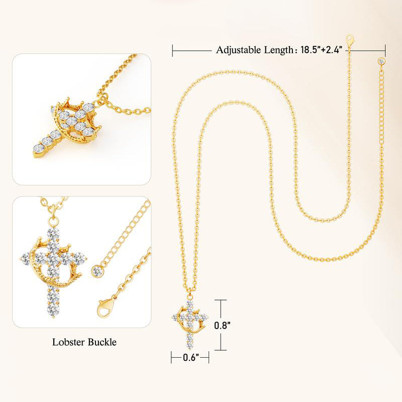 Cross & Crown Pendant Necklace