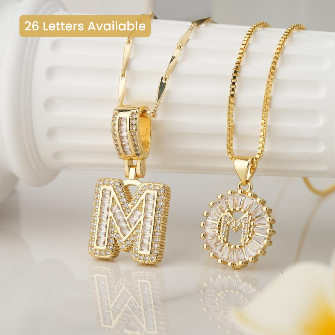 2-Pack Cubic Zirconia Initial Necklaces