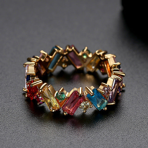 Colorful Cubic Zirconia Ring ¨C 18K Gold Plated