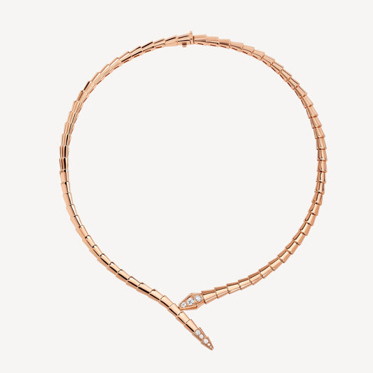 18K BVLGARI Serpenti Viper Demi-Pave Diamonds Necklace