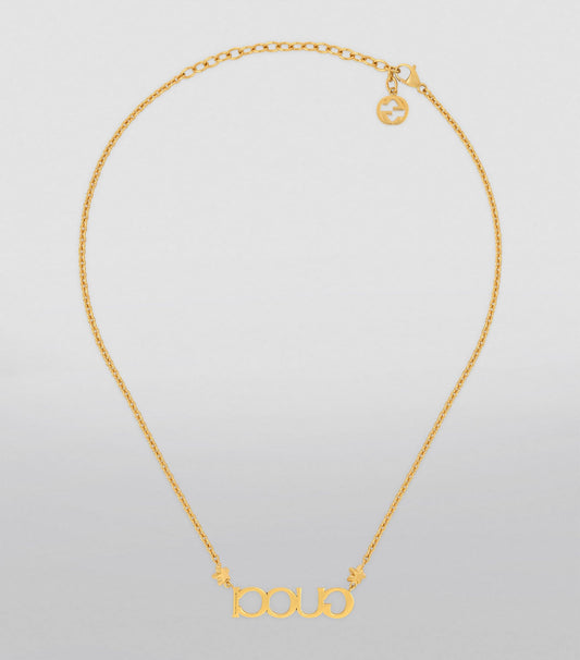18K Double Gucci Embellished Script Letter Necklace