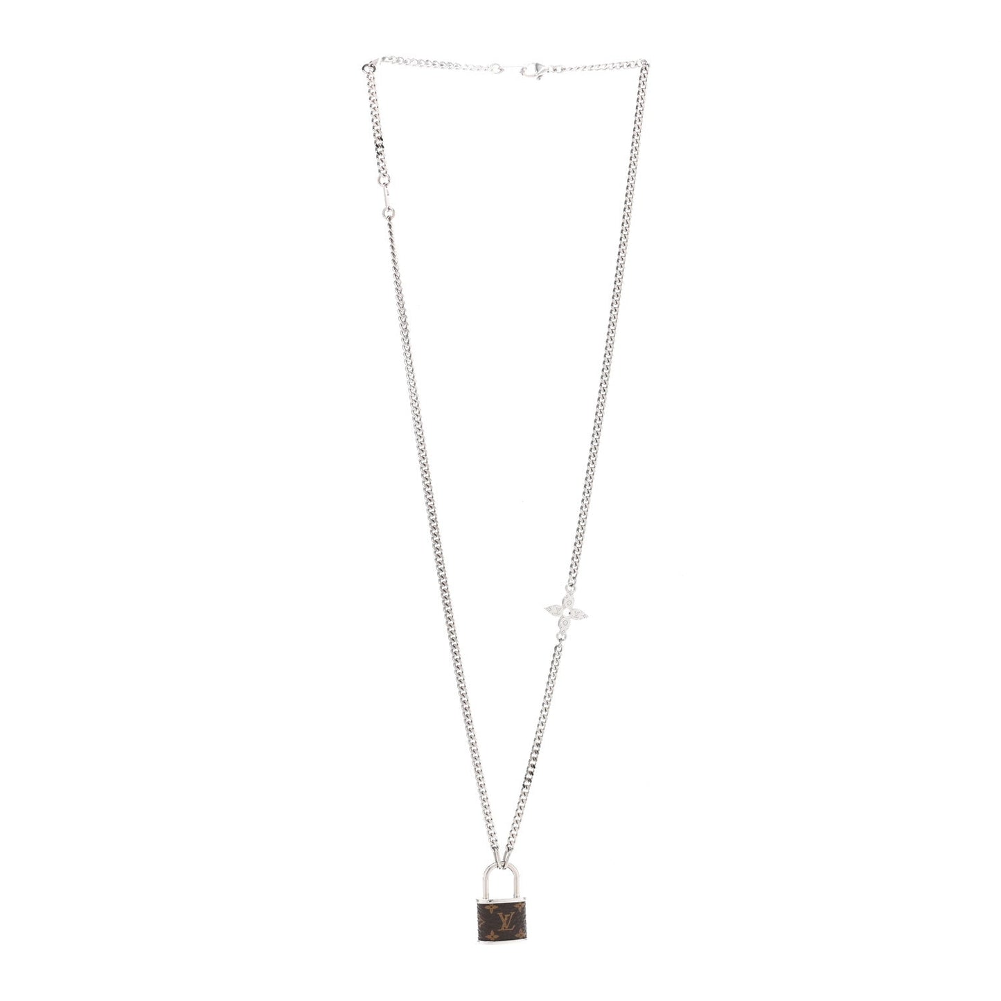 18K Louis Vuitton Monogram Lock Pendant Necklace