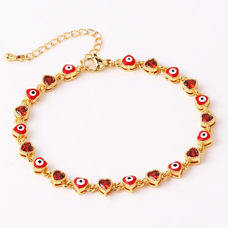 Lucky Protection Amulet Heart Evil Eye Colorful Gema Bracelet