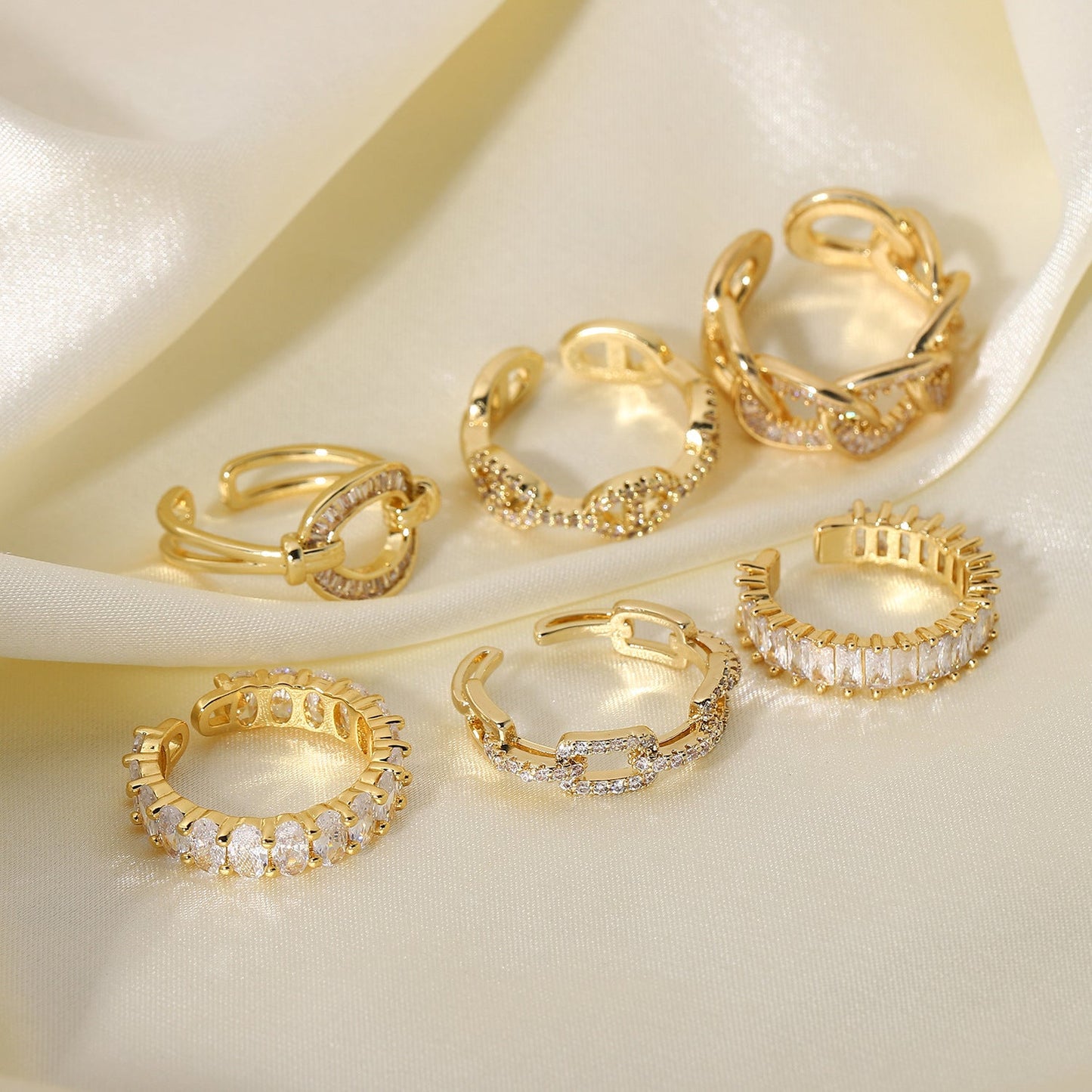 14K Gold Plated CZ Stackable Ring