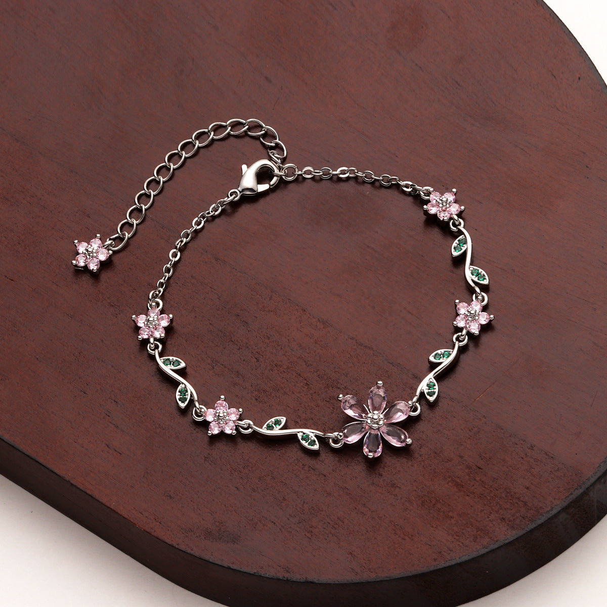 Sweet Pink Blossom Crystal Bracelet