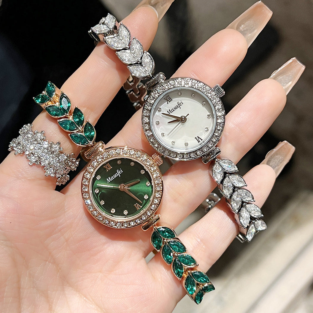 Water-Resistant Mermaid Tail Crystal Watch