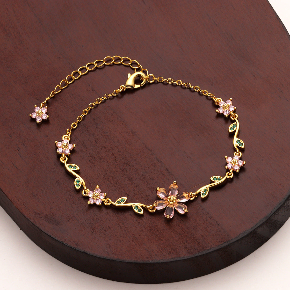 Sweet Pink Blossom Crystal Bracelet