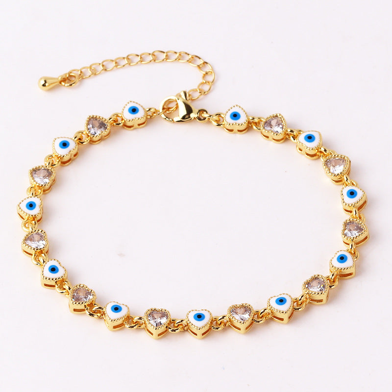 Lucky Protection Amulet Heart Evil Eye Colorful Gema Bracelet