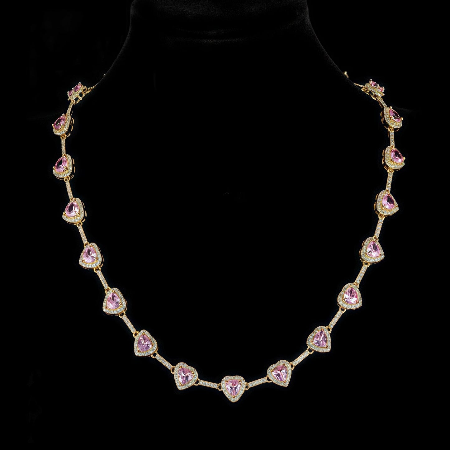 Pink Heart Crystal Zirconia Necklace