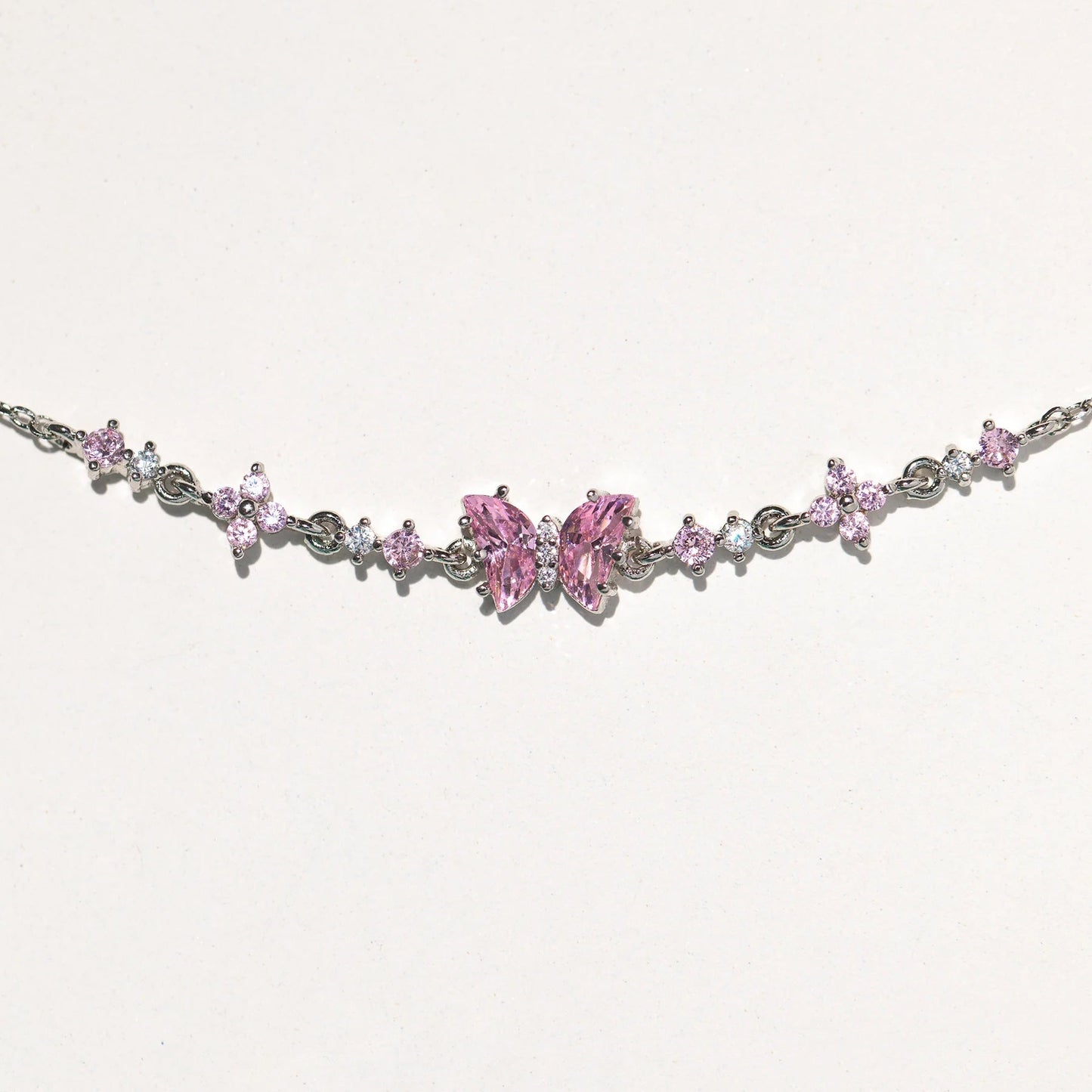 Sweet Pink Bow Crystal Stacking Bracelet