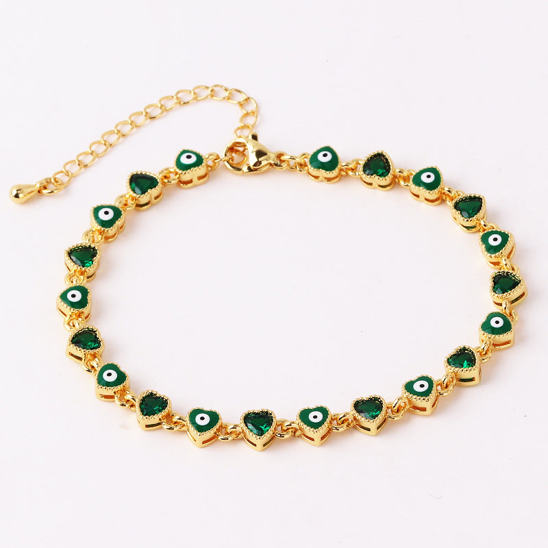 Lucky Protection Amulet Heart Evil Eye Colorful Gema Bracelet