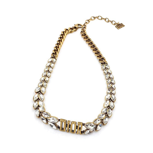 18K Dior Revolution Crystals Gold Tone Choker Necklace