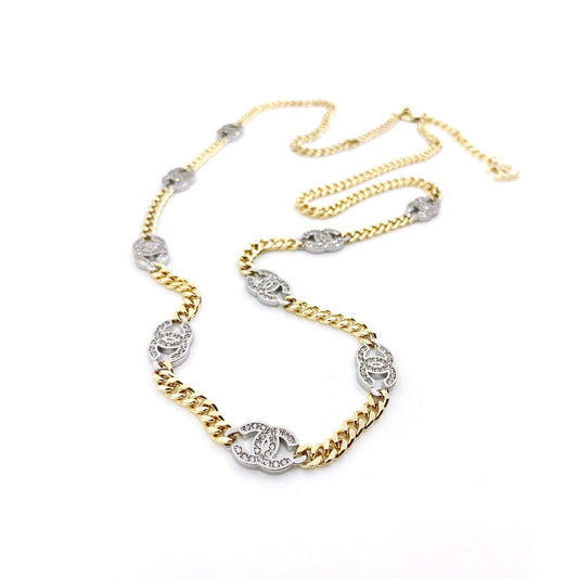 18K Crystal  Chanel Chain Link Necklace