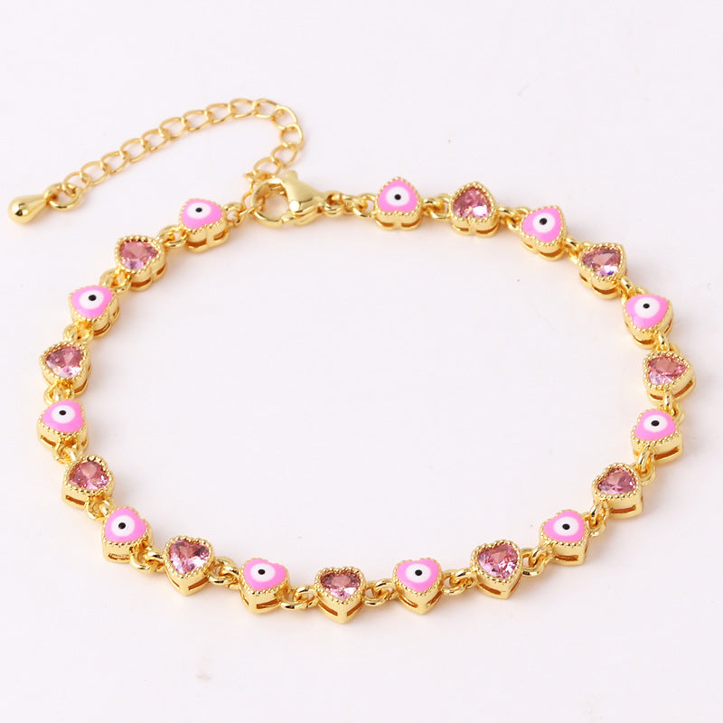Lucky Protection Amulet Heart Evil Eye Colorful Gema Bracelet