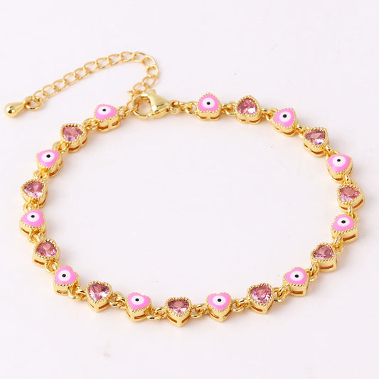 Lucky Protection Amulet Heart Evil Eye Colorful Gema Bracelet