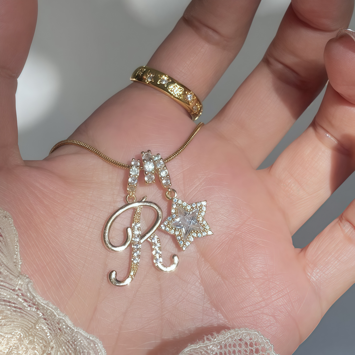 Initial & Star Pendant Necklace ¨C Waterproof & Tarnish-Free