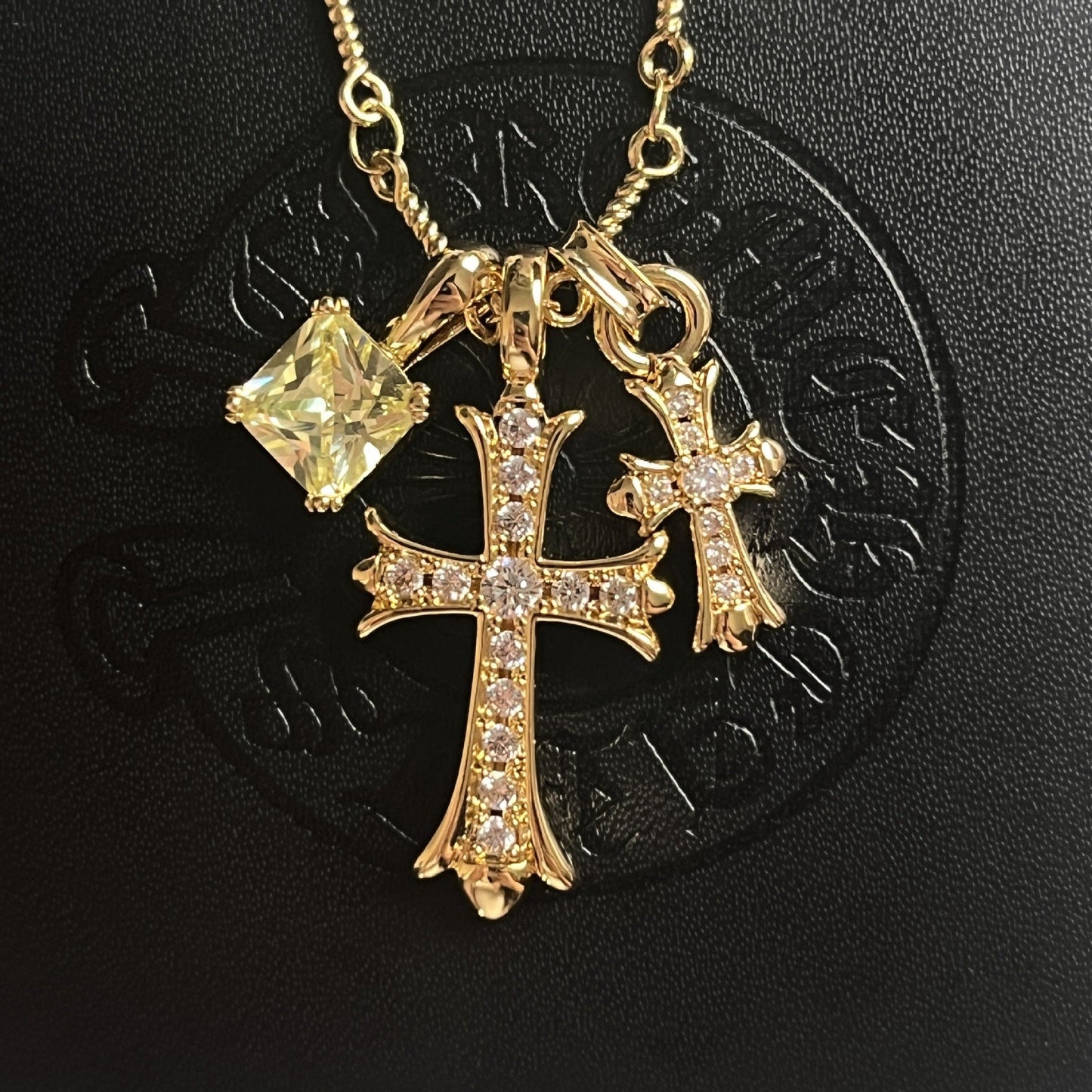 White Gold-Plated Cross Pendant Necklace
