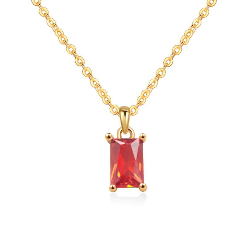 12 Birthstone Pendant Sterling Silver Necklace