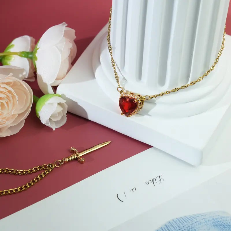 Heart & Dagger 2-Piece Necklace