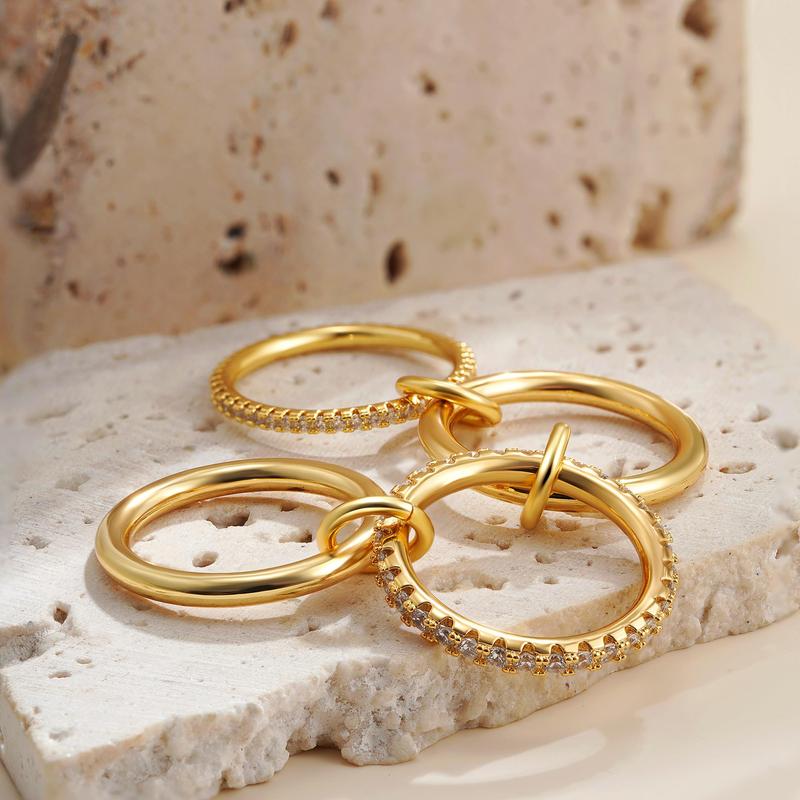 4-Layer Interlocking Zircon Stackable Ring