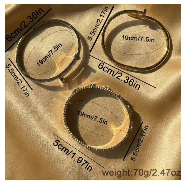 Waterproof & Tarnish-Free 3-Piece Stackable Bangle Set