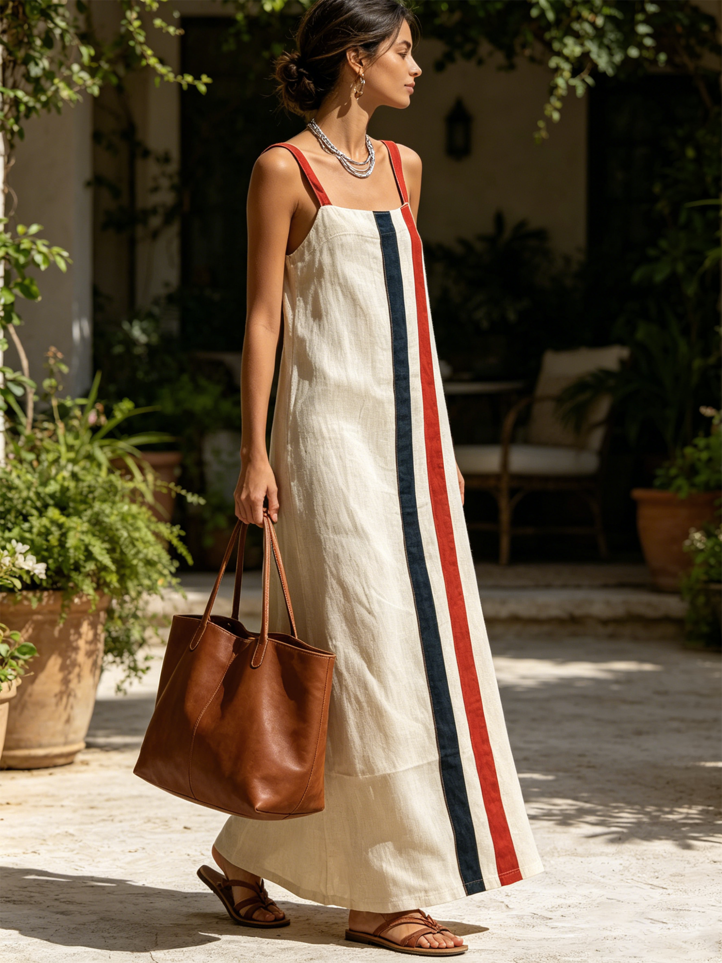 Vittoria | Vestito maxi elegante a righe verticali