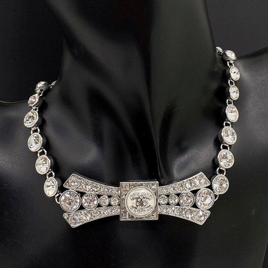 18K  Chanel Diamond Bow Tie Pendant Necklace