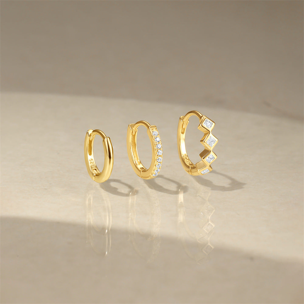3-Pair Stacking Hoop Earrings Set