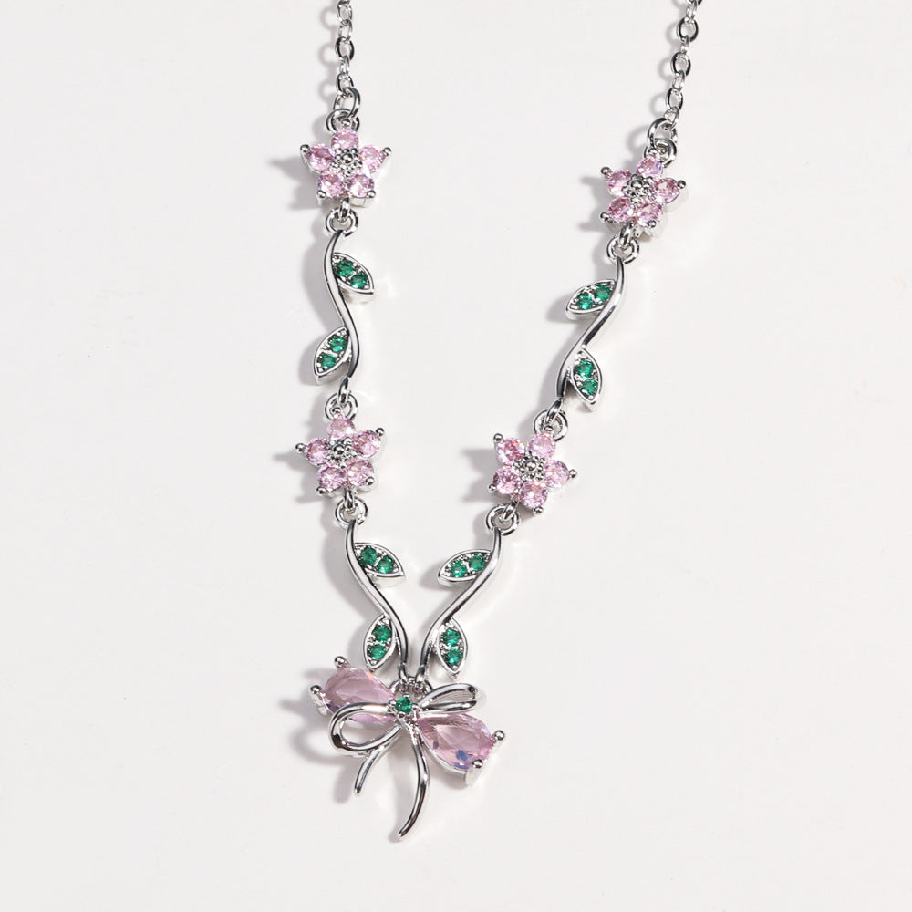 Sweet Crystal Bow Necklace