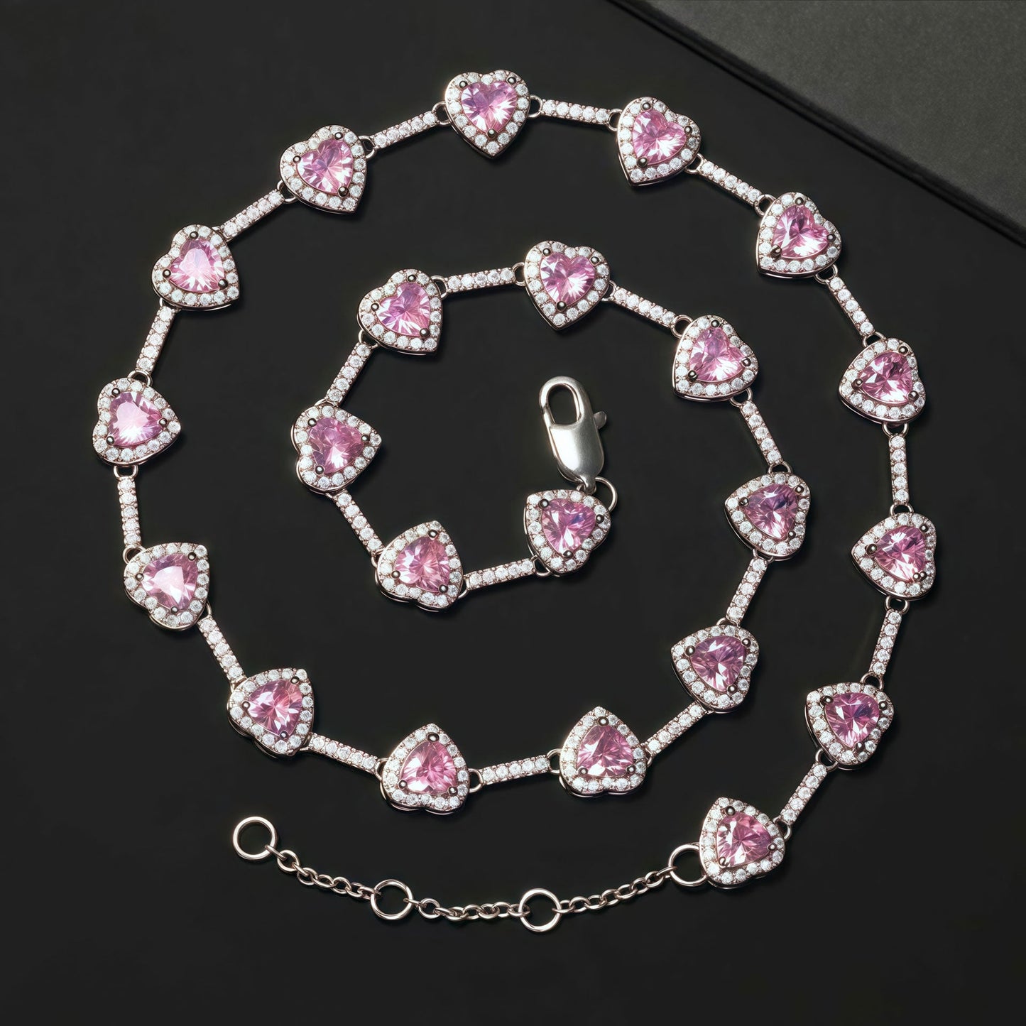 Pink Heart Crystal Zirconia Necklace