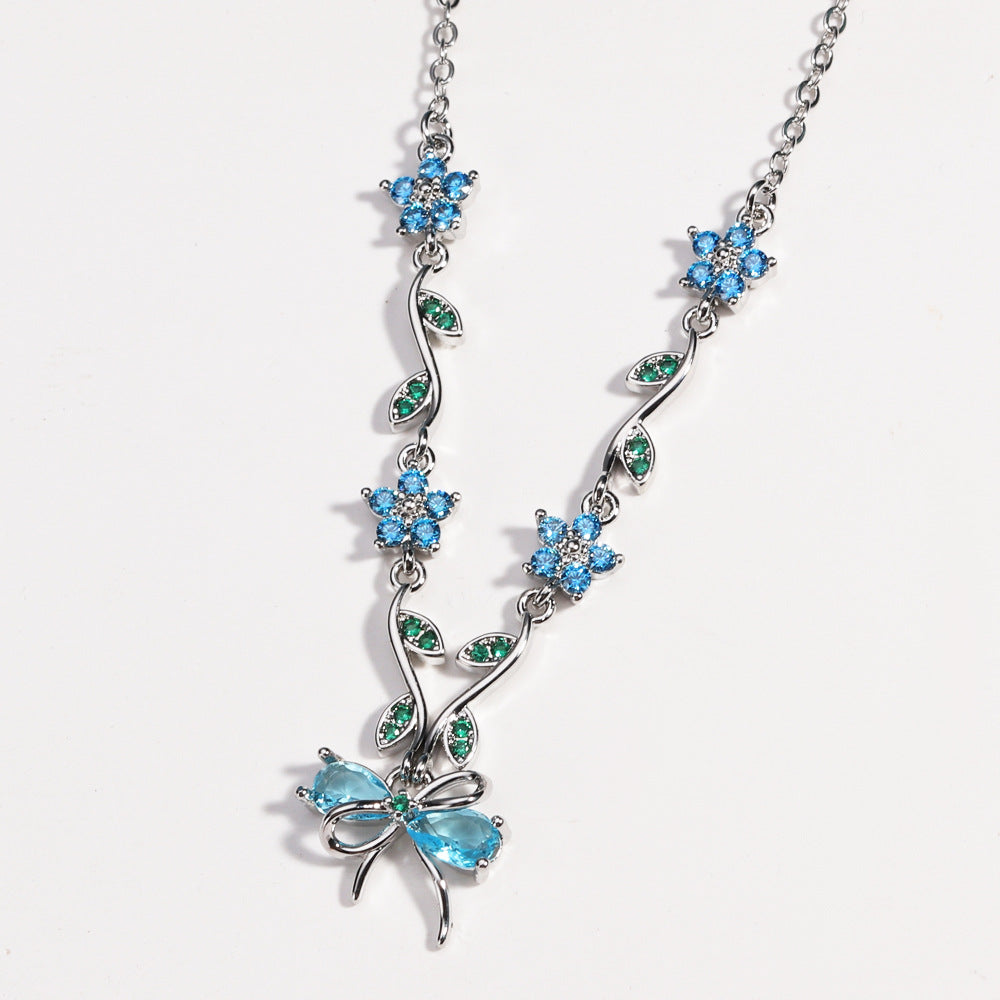 Sweet Crystal Bow Necklace
