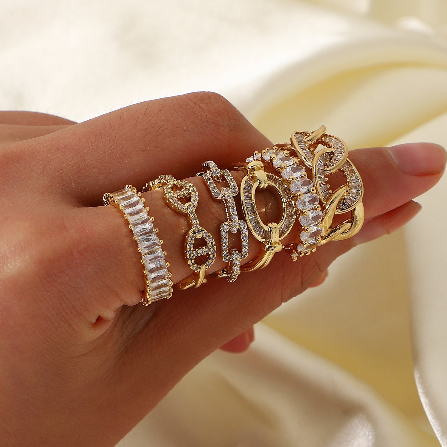 14K Gold Plated CZ Stackable Ring