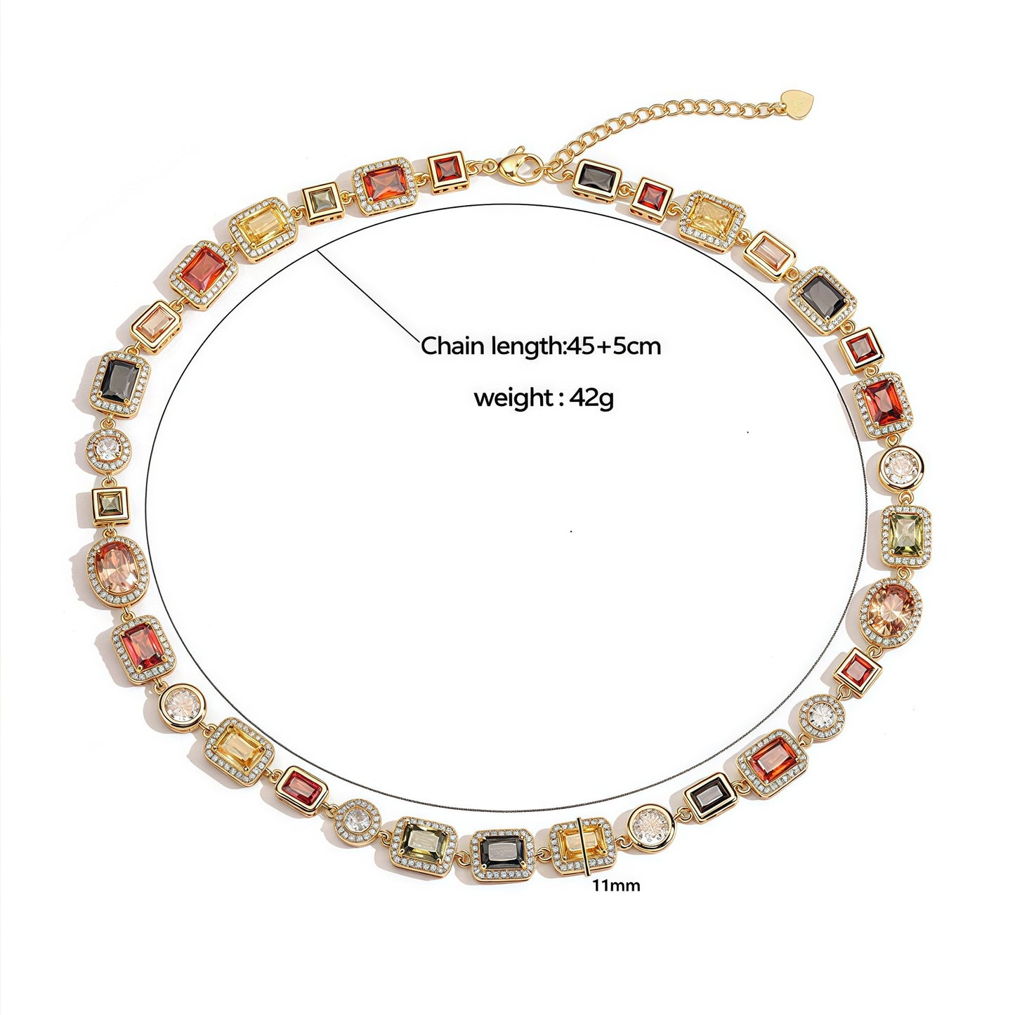 Colorful Square Crystal Zirconia Necklace