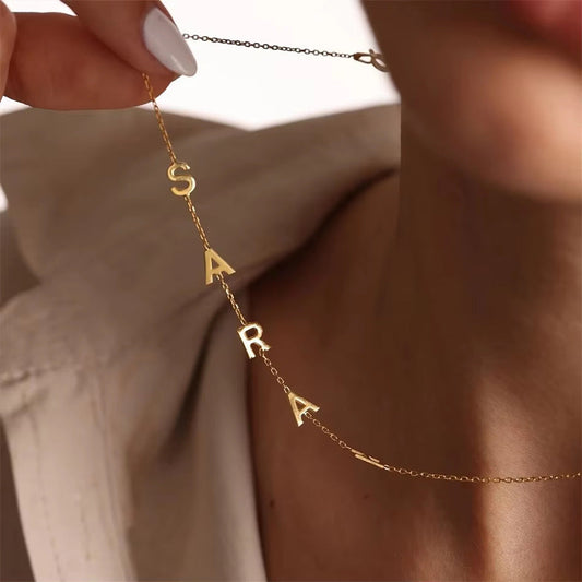 Personalized Side Name Letter Necklace