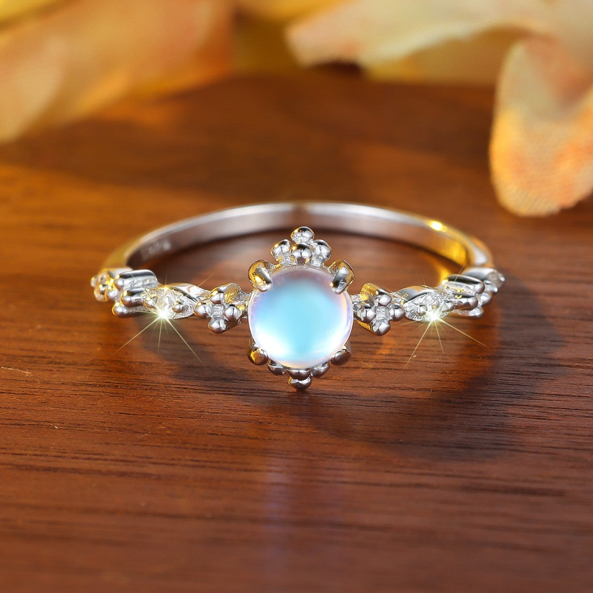 Gold-Plated Moonstone Open Ring