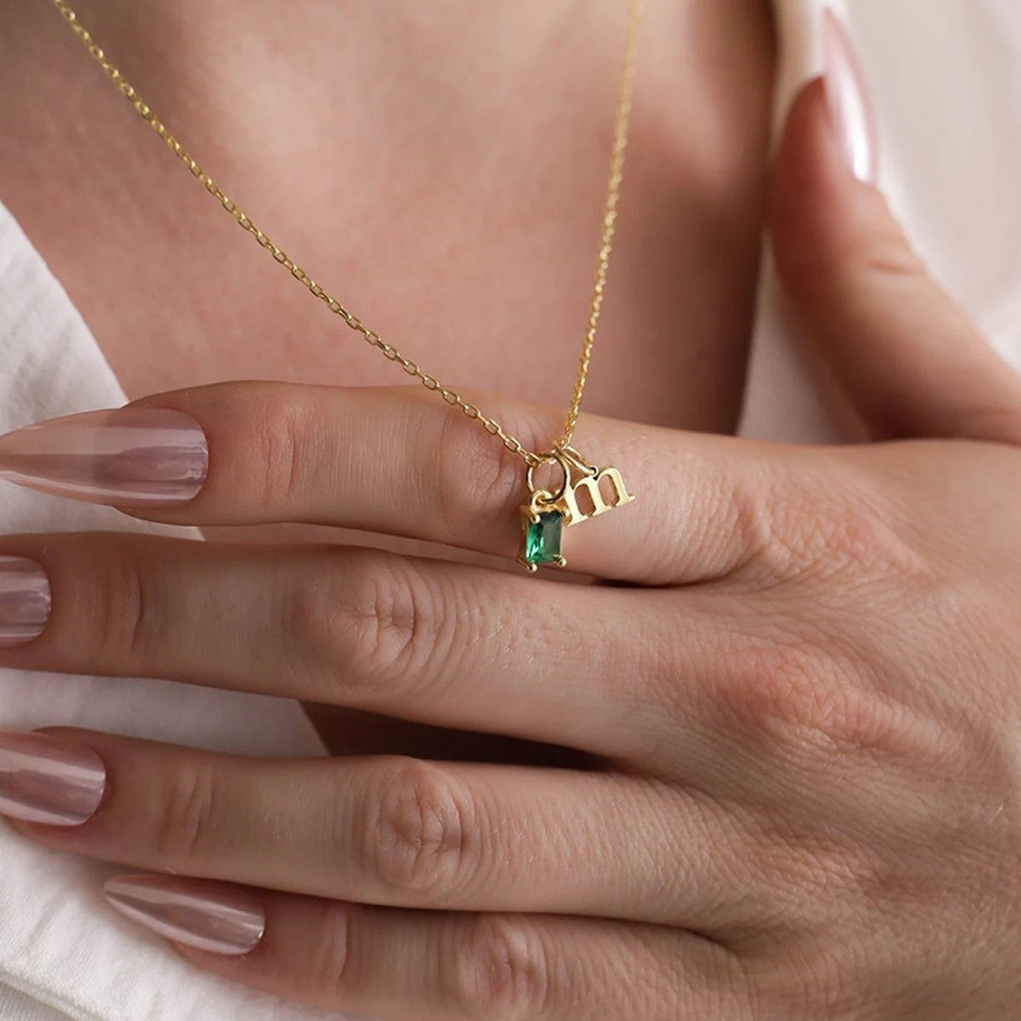 Personalized Initial & Birthstone Necklace