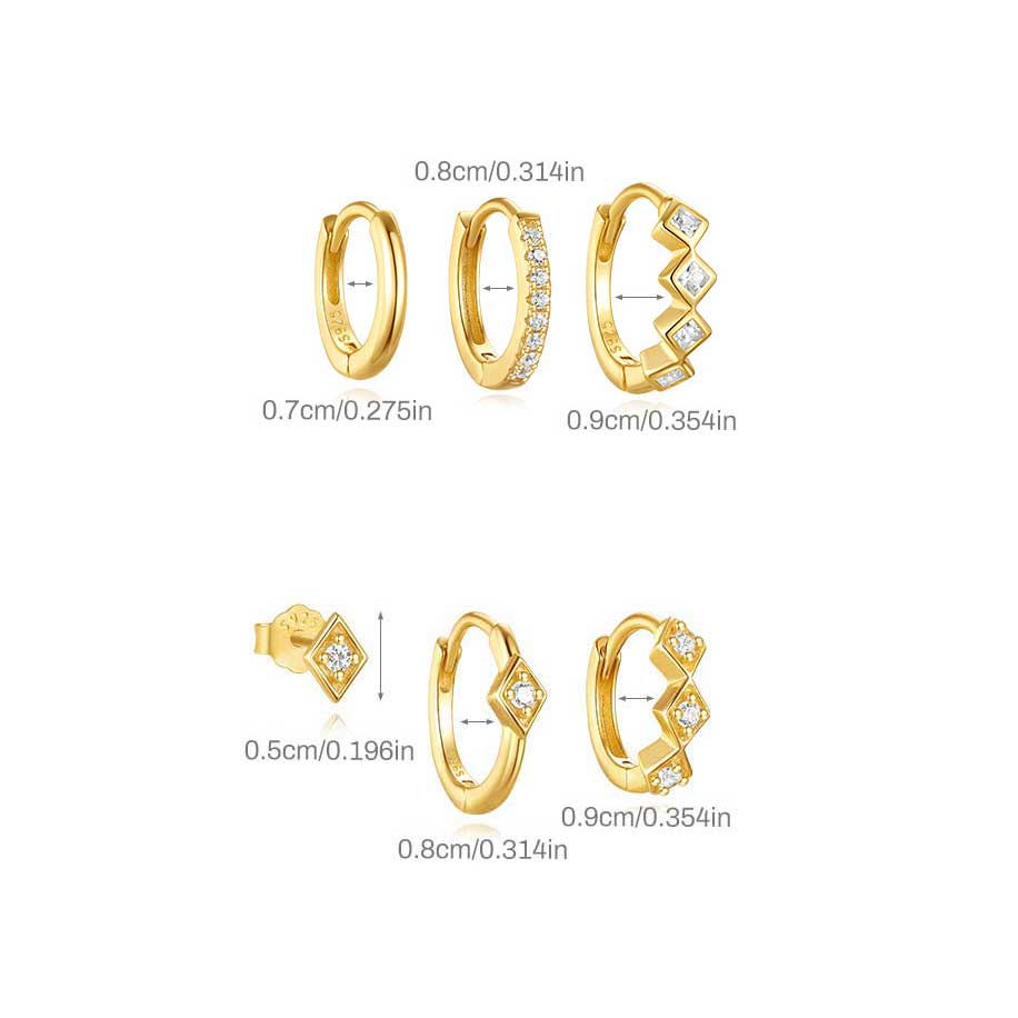 3-Pair Stacking Hoop Earrings Set
