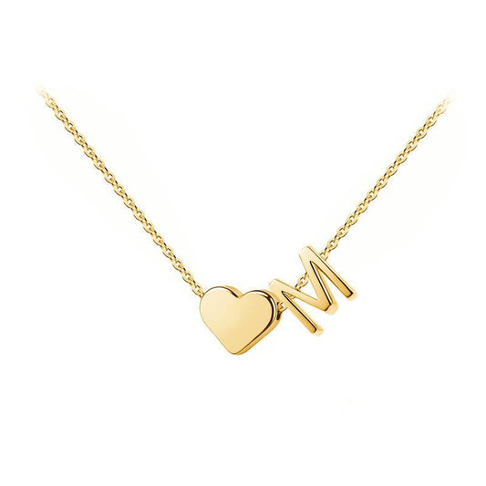 Tiny Heart Initial Necklace ¨C A¨CZ Letters