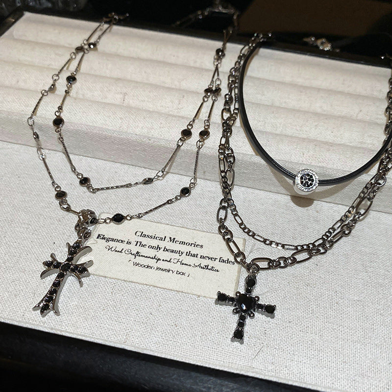 Layered Gothic Cross Necklace