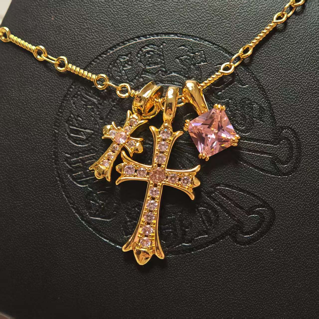 White Gold-Plated Cross Pendant Necklace